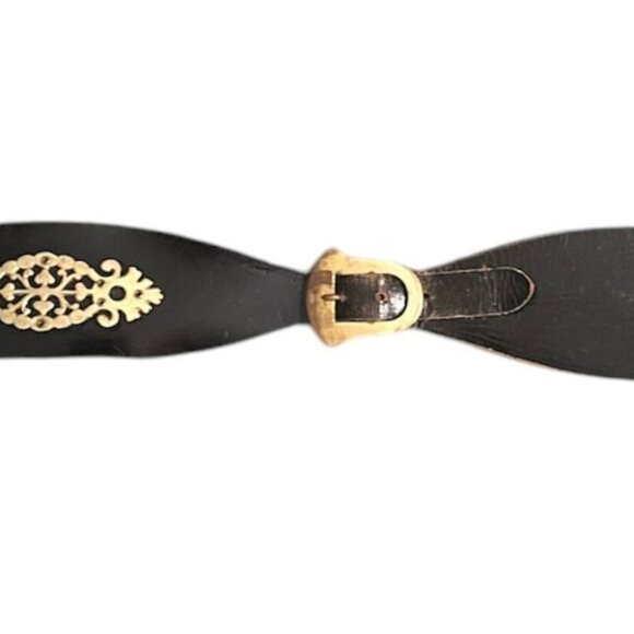 Vintage Ruber Van New York Black Belt With Brass Accents Size Small 24” - Picture 9 of 9
